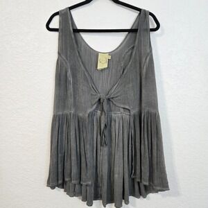 Sea‎ Gypsies Women's Gray Tie Front Sleeveless Tank Top Size M